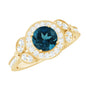 Vintage Inspired London Blue Topaz Engagement Ring with Diamond Halo