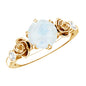 Claw Set Solitaire Moonstone Flower Ring with Diamond