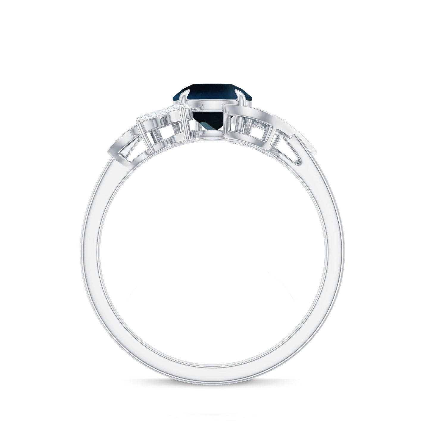 London Blue Topaz and Diamond Flower Engagement Ring