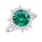 Certified 8 mm Lab Grown Emerald Cocktail Ring with Halo
