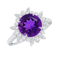 Natural 2 Carat Amethyst Statement Engagement Ring with Moissanite Halo