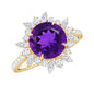 Natural 2 Carat Amethyst Statement Engagement Ring with Moissanite Halo