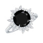 Real Black Spinel Engagement Ring with Moissanite Halo