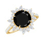 Real Black Spinel Engagement Ring with Moissanite Halo