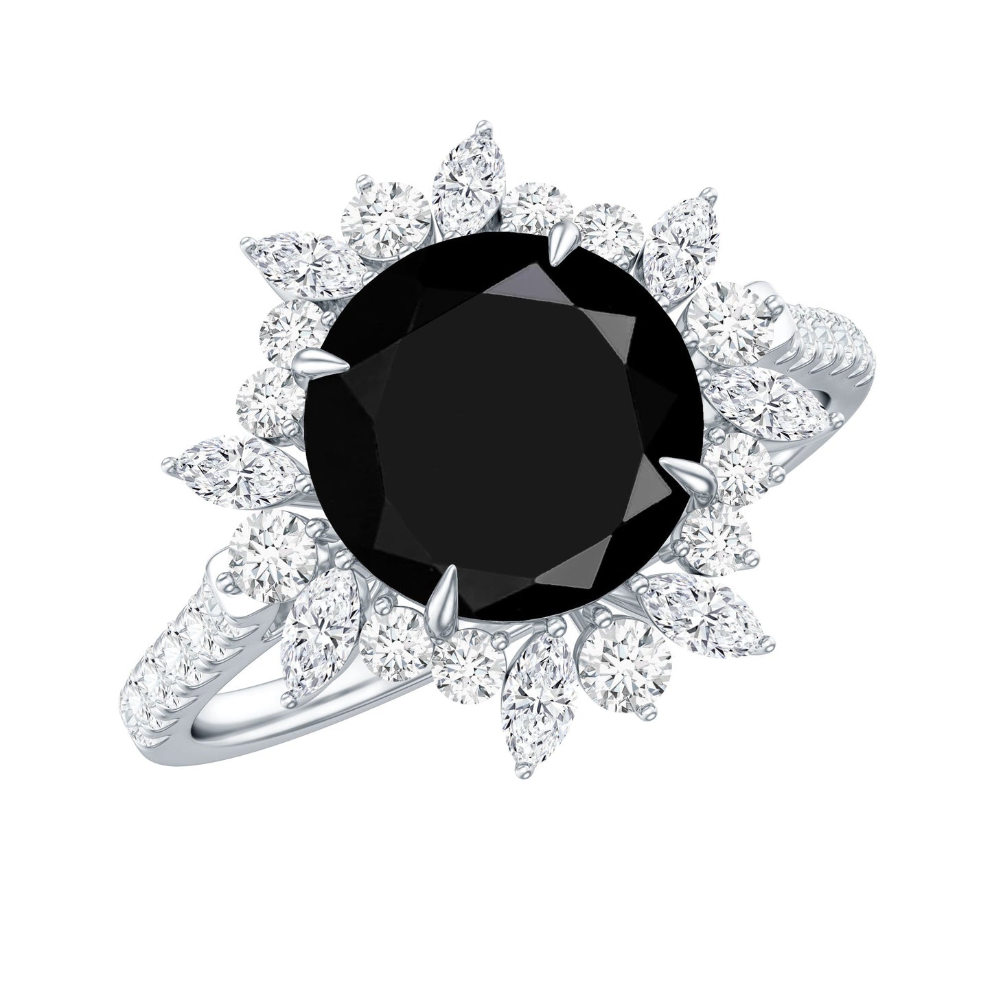 Certified Black Onyx and Moissanite Statement Engagement Ring