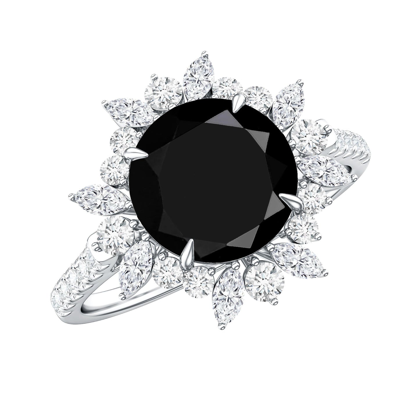 Certified 2 Carat Lab Grown Black Diamond Halo Engagement Ring For Women