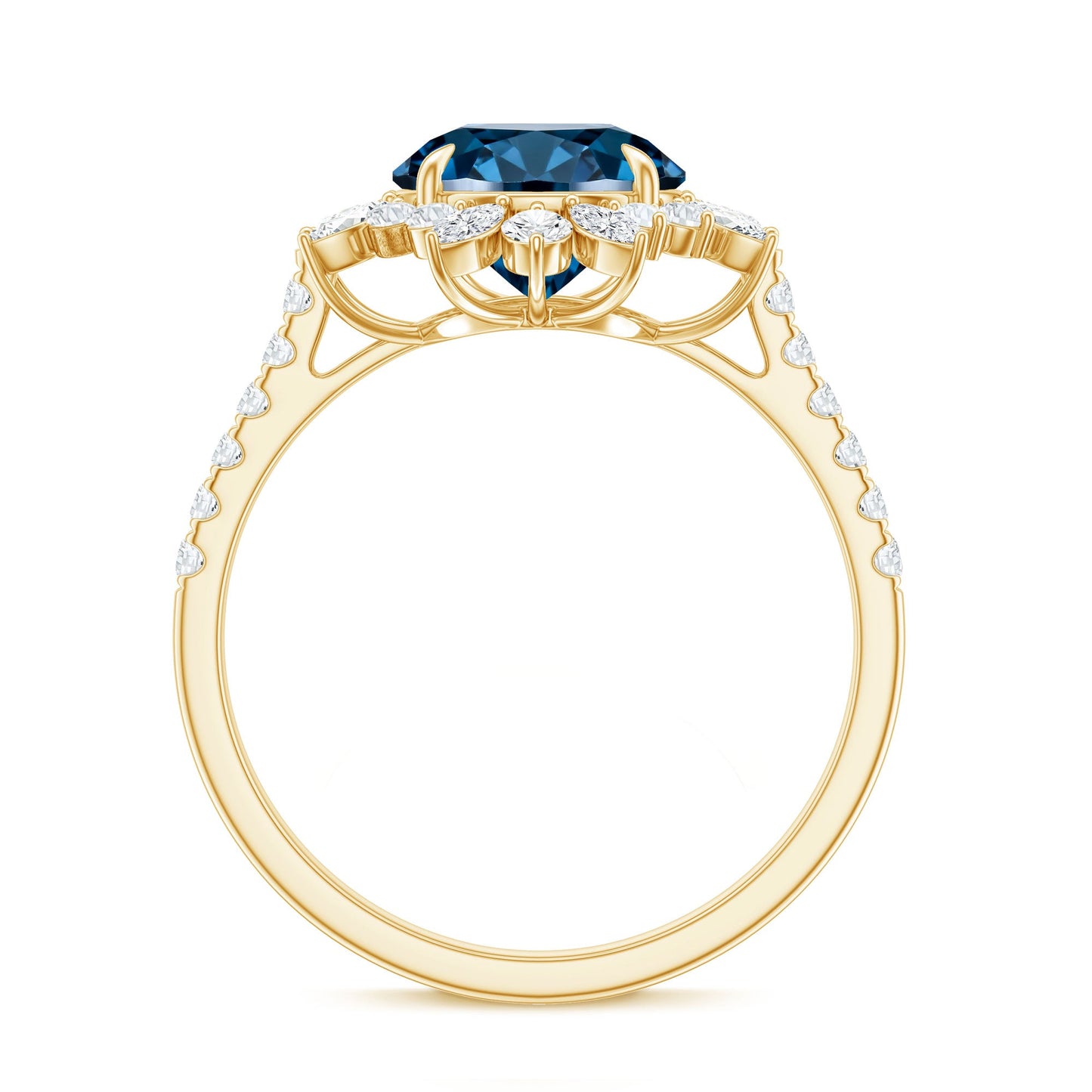 Certified London Blue Topaz and Diamond Statement Engagement Ring