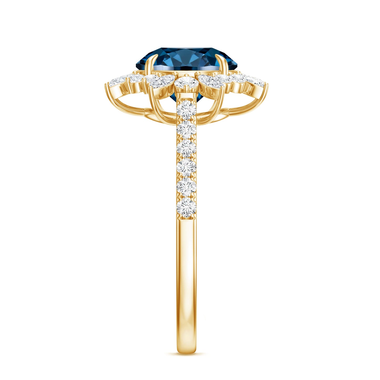 Certified London Blue Topaz and Diamond Statement Engagement Ring