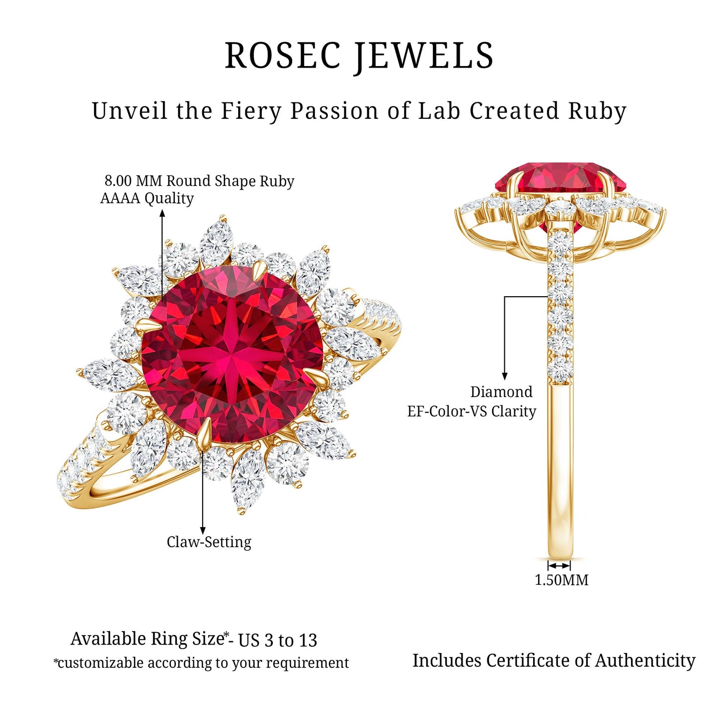 Lab Created Ruby and Diamond Halo Engagement Ring