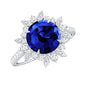 Lab Grown Blue Sapphire And Moissanite Floral Inspired Ring