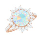 Natural 2 Carat Opalescent Halo Engagement Ring with Moissanite