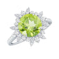 Natural 2 Carat Peridot Statement Engagement Ring with Halo
