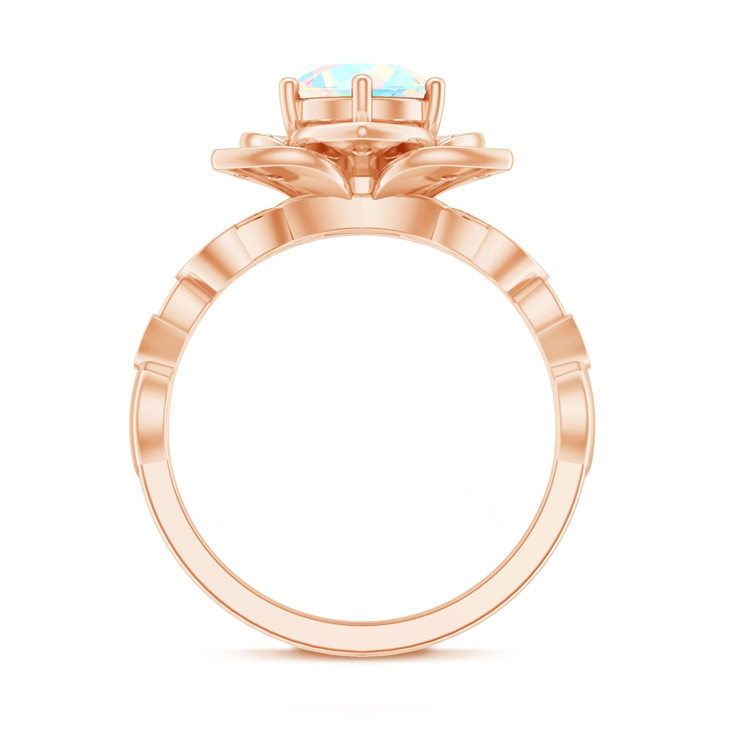 2 Carat Natural Ethiopian Opal Flower Engagement Ring with Diamond