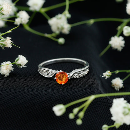 Orange Fire Opal Infinity Engagement Ring with Diamonds