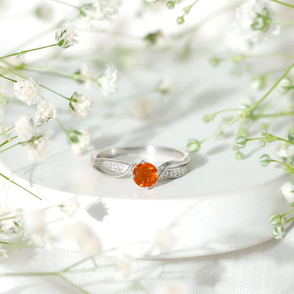 Orange Fire Opal Infinity Engagement Ring with Diamonds