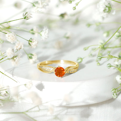 Orange Fire Opal Infinity Engagement Ring with Diamonds