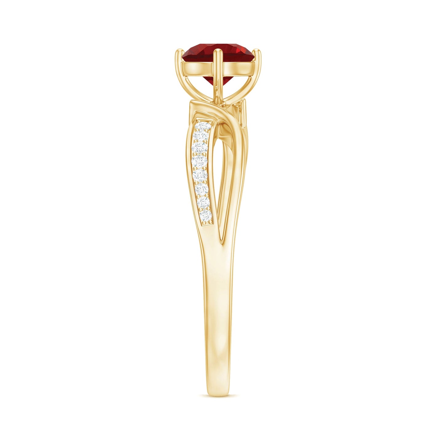 Solitaire Lab Created Ruby Infinity Engagement Ring with Diamonds