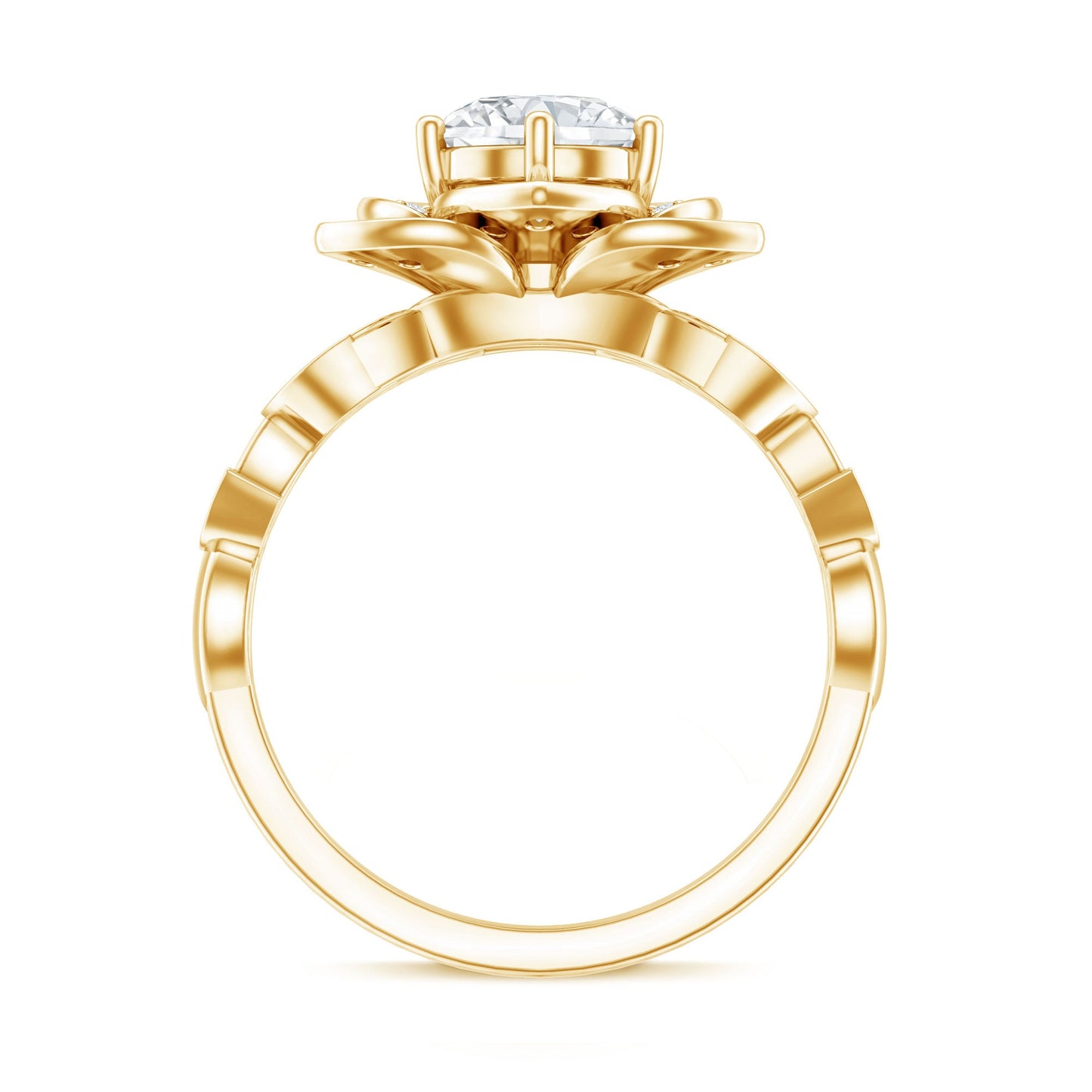 Nature Inspired Moissanite Flower Engagement Ring with Certificate