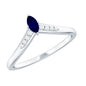 Natural Marquise Blue Sapphire Chevron Enhancer Ring with Diamond