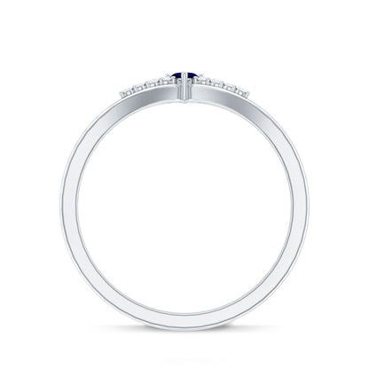 Natural Marquise Blue Sapphire Chevron Enhancer Ring with Diamond