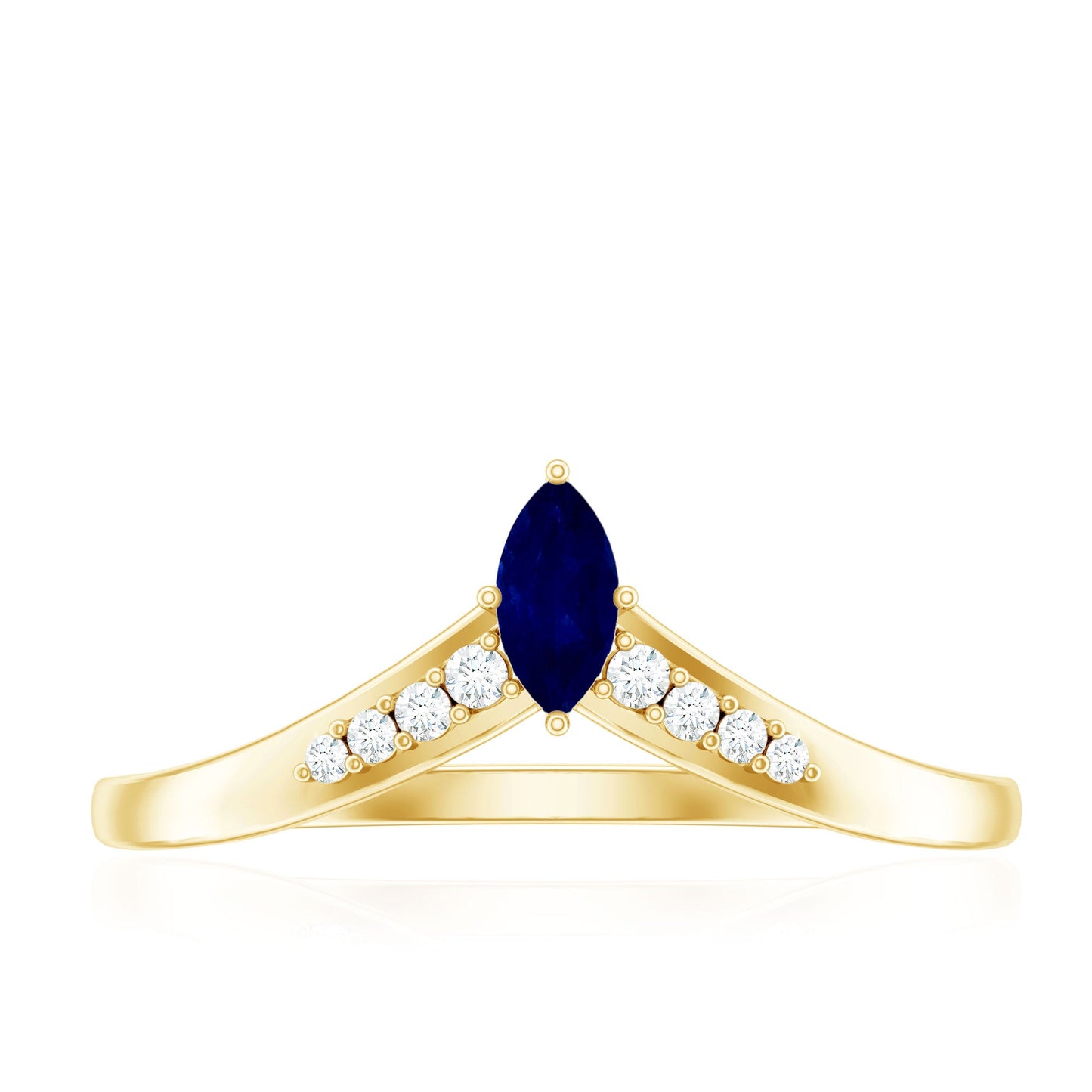 Natural Marquise Blue Sapphire Chevron Enhancer Ring with Diamond