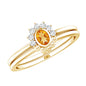Natural Oval Citrine Promise Ring Set with Diamond