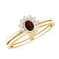 Natural Garnet Diamond Engagement Ring with Enhancer in Gold Plated Silver