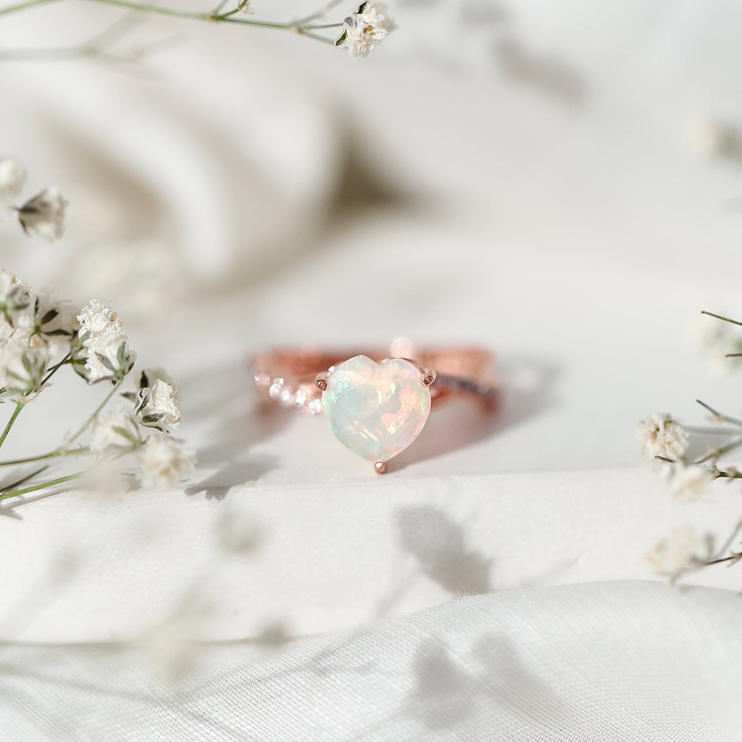 Natural 2 Carat Ethiopian Opal Heart Shaped Engagement Ring With Certificate