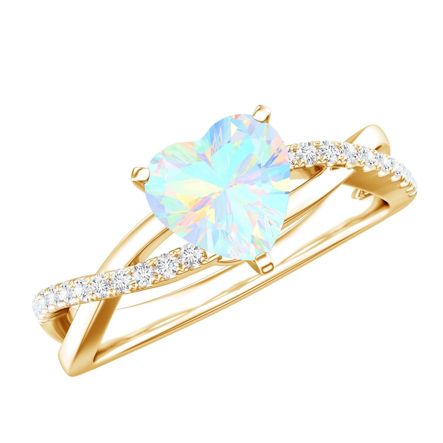 Natural 2 Carat Ethiopian Opal Heart Shaped Engagement Ring With Certificate