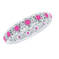 Vintage Inspired Lab Grown Pink Sapphire and Diamond Wedding Band