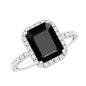 Emerald Cut 1.8 Carat Black Onyx and Diamond Engagement Ring