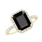 Emerald Cut 1.8 Carat Black Onyx and Diamond Engagement Ring