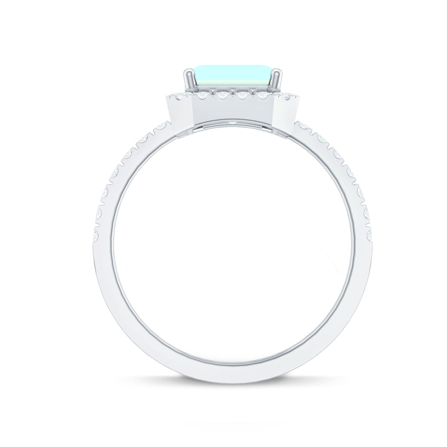 Genuine 2 Carat Ethiopian Opal Emerald Cut Engagement Ring with Diamond Halo