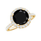 2 Carat Round Shape Black Onyx Engagement Ring with Diamond Halo