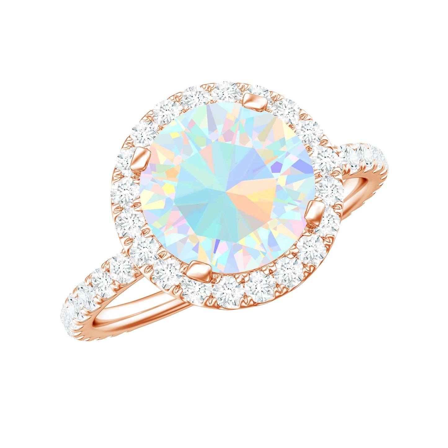 Certified Genuine 2 Carat Ethiopian Opal Engagement Ring with Halo