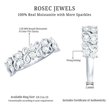 Round Moissanite Infinity Wedding Band for Women