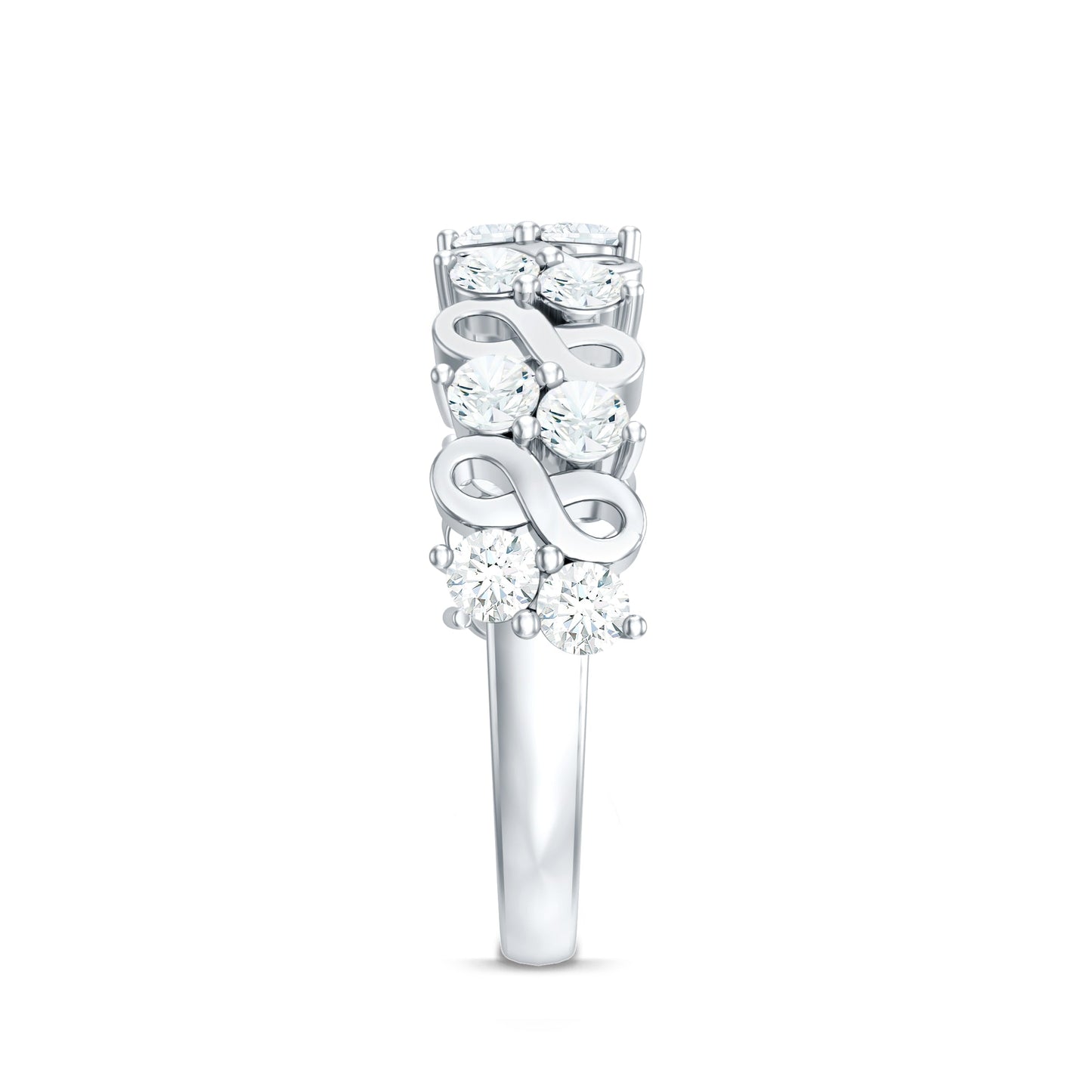 Round Moissanite Infinity Wedding Band for Women