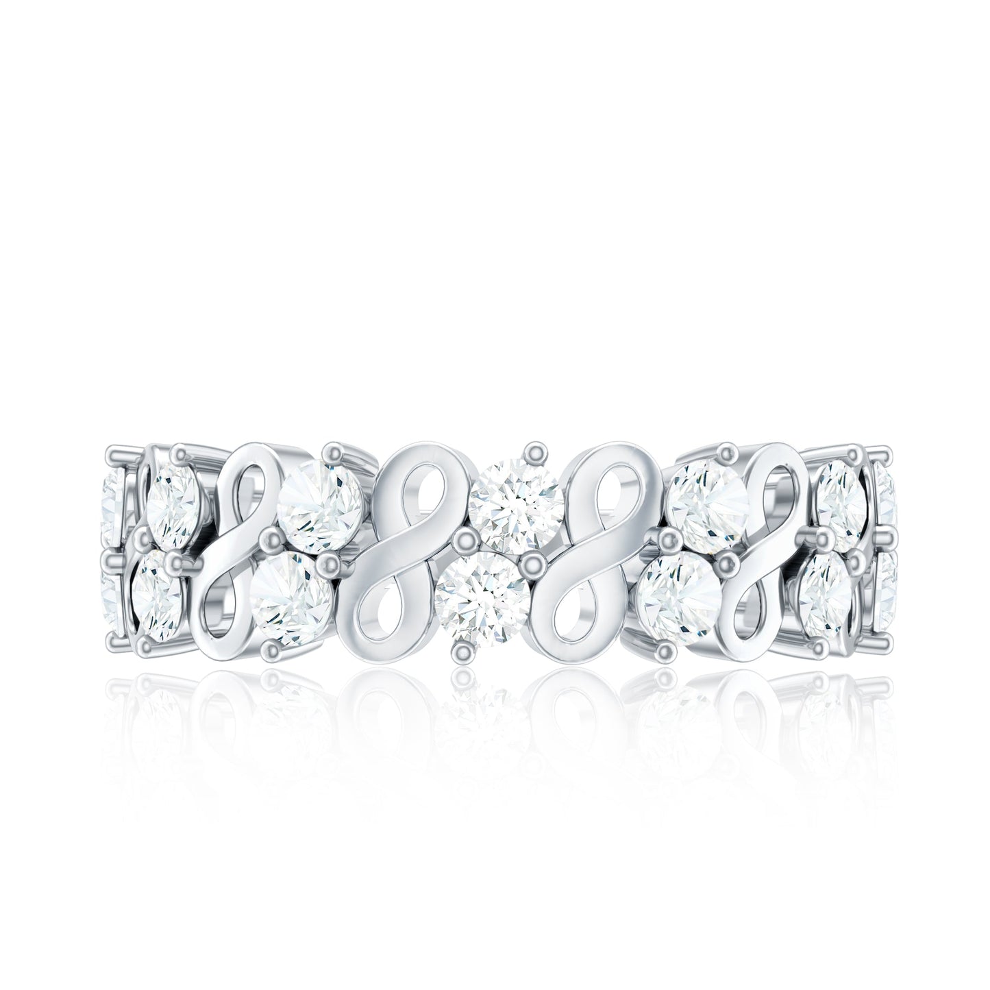 Round Moissanite Infinity Wedding Band for Women