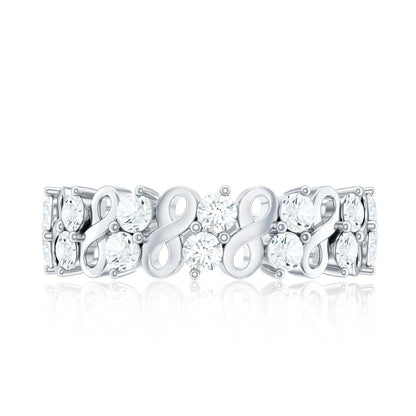Round Moissanite Infinity Wedding Band for Women