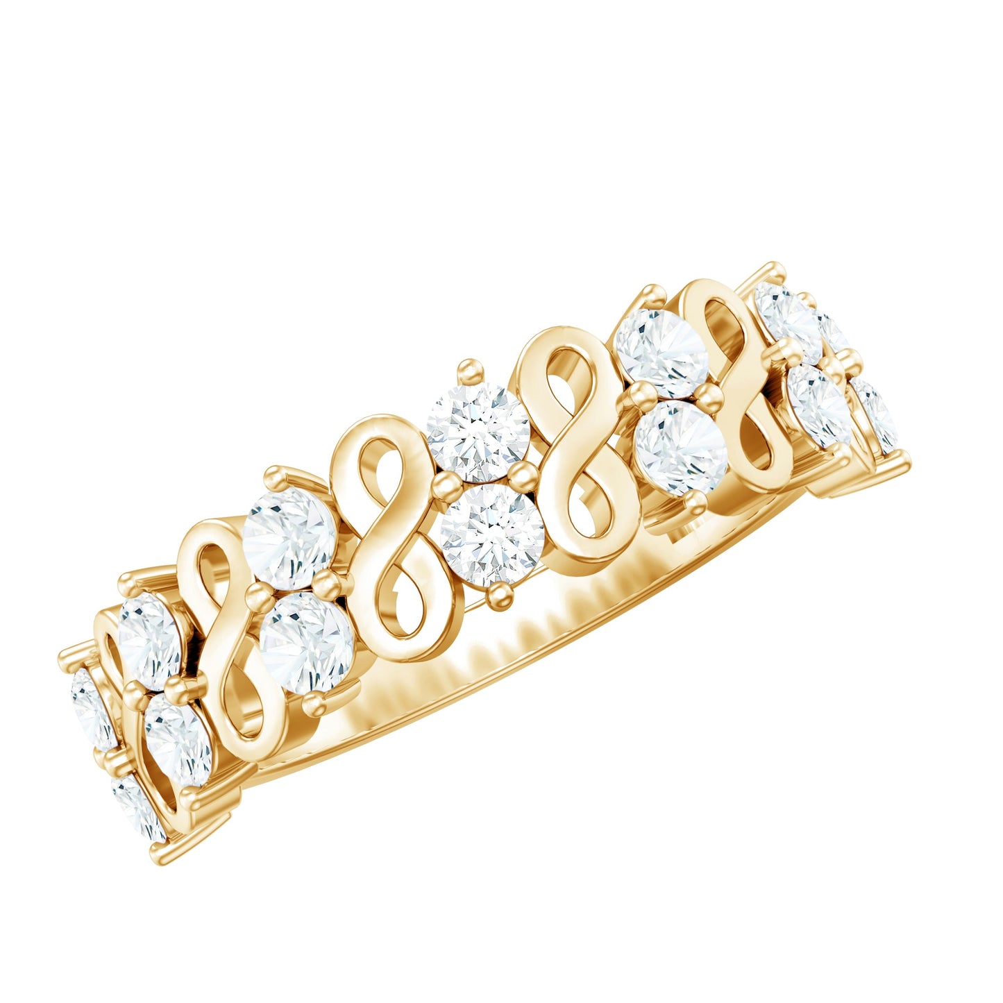 Round Moissanite Infinity Wedding Band for Women