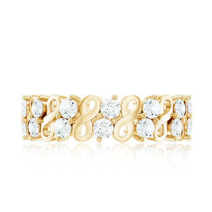 Round Moissanite Infinity Wedding Band for Women