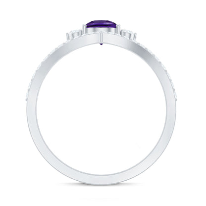 Pear Amethyst and Diamond Designer Ring
