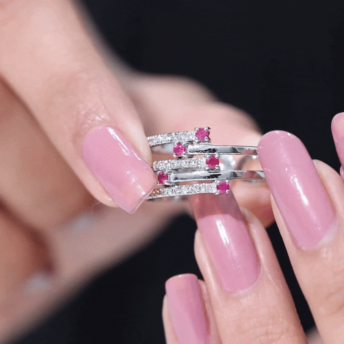 Natural Ruby Diamond Cocktail Wrap Ring for Women