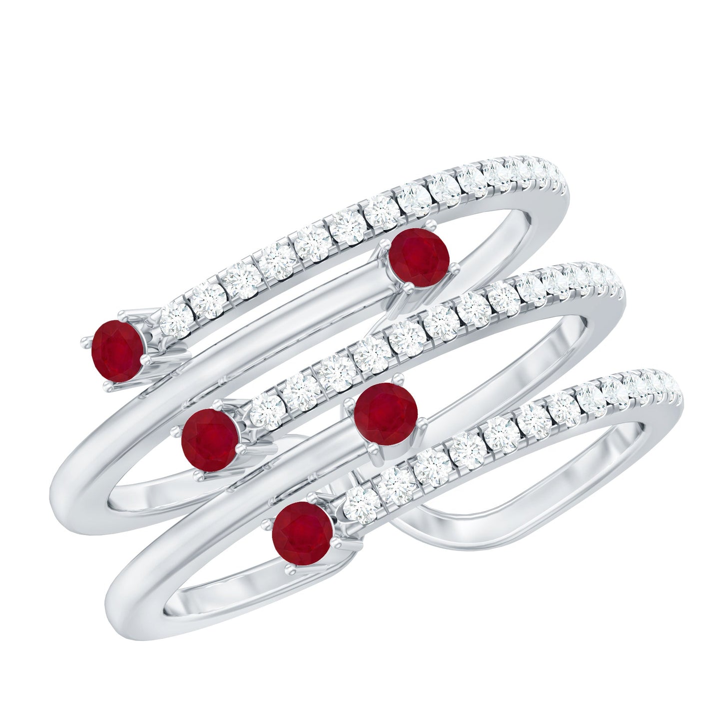 Natural Ruby Diamond Cocktail Wrap Ring for Women