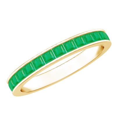 Real Emerald Princess Cut Half Eternity Ring