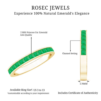 Real Emerald Princess Cut Half Eternity Ring