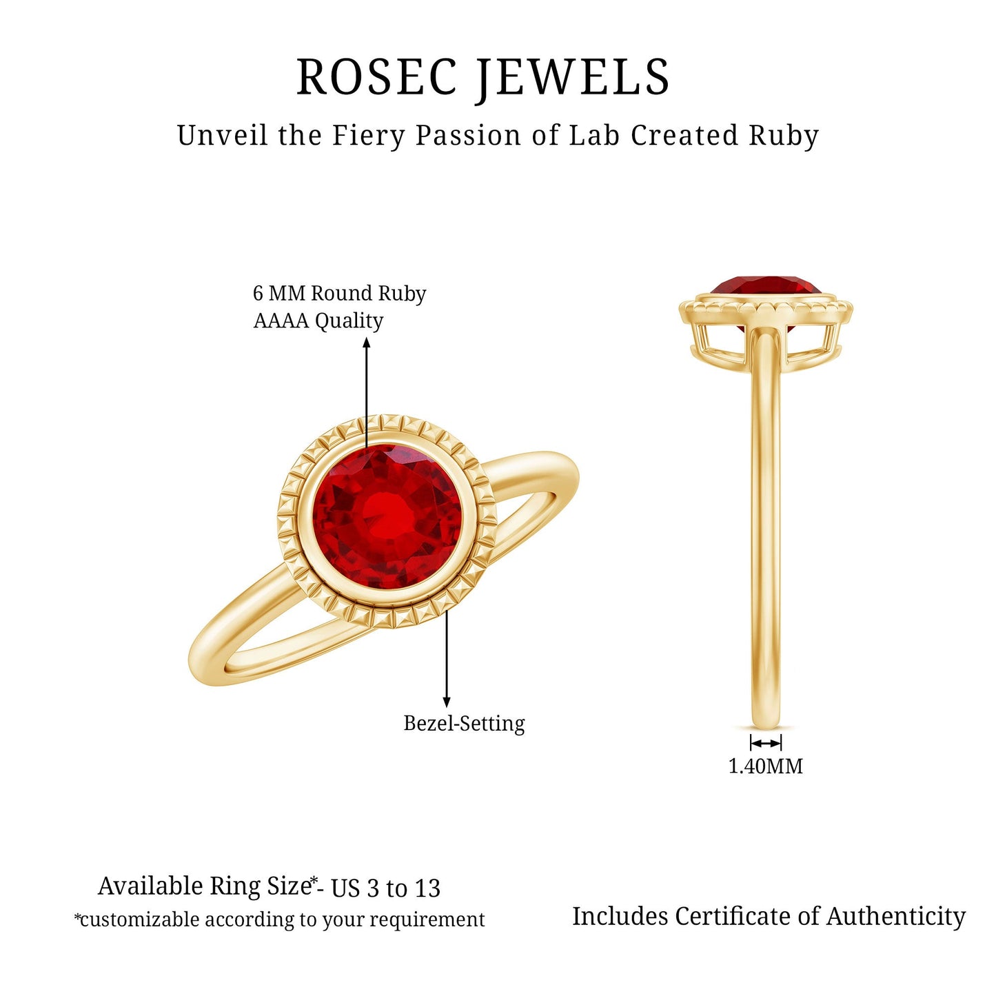 Bezel Set Lab Created Ruby Solitaire Promise Ring
