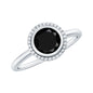 2 Carat Round Shape Black Onyx Solitaire Ring in Bezel Setting