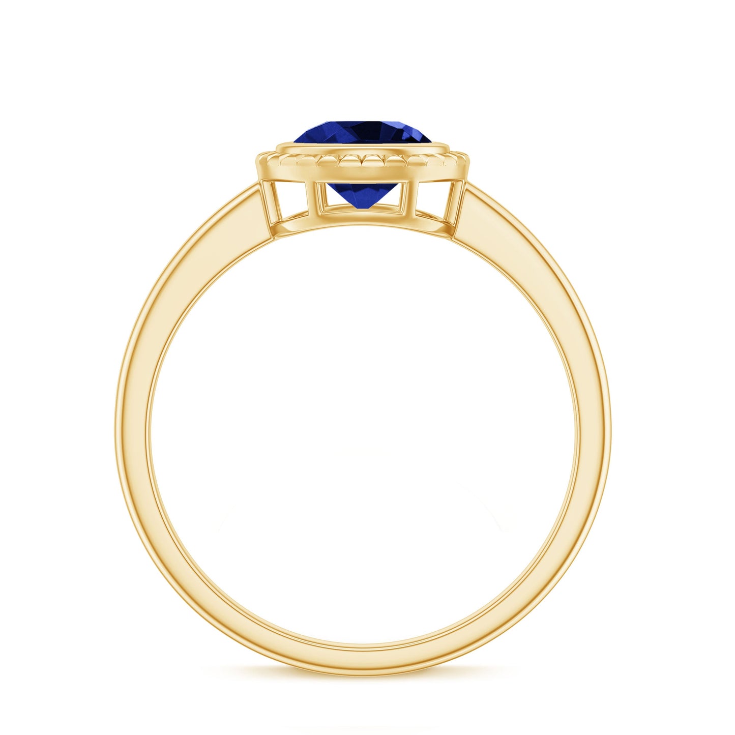 Certified 1 Carat Lab Grown Blue Sapphire Promise Ring in Bezel Set