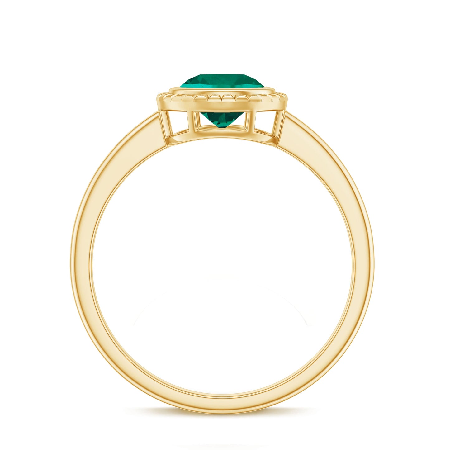 Certified 0.8 Carat Lab Grown Emerald Solitaire Engagement Ring in Bezel Setting